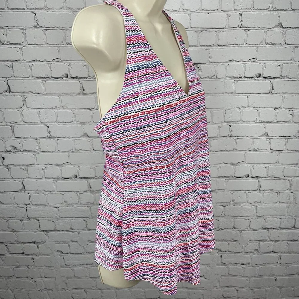 Island Escape Multicolor Built In Bra Padded Underwire Swimsuit Tank Top Size 12